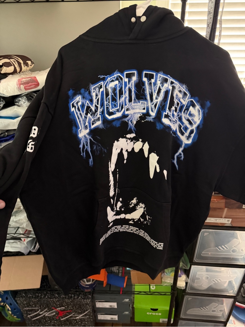 Darc Sport Black Hoodie with Blue Lightning Wolves Graphic